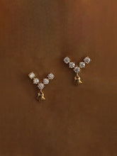 S925 Sterling Silver Mini V-Shaped Cubic Zirconia Star Drop Stud Earrings